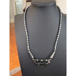 Hematite Necklace Vintage Grat Geometric Art Deco Design Unique!